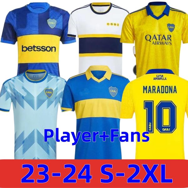 Boca Juniors 23 24 Jerseys de futebol CARLITOS MARADONA ROJO VAZQUEZ CAVANI Jogador Fãs Home Away Uniforme 2023 2024 Villa Salvio Marcos Tevez de Rossi camisa de futebol