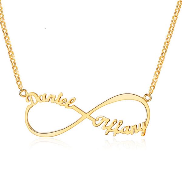 Collane con ciondolo Collana romantica con nome infinito personalizzato Personalizzata con due targhette Promessa Fascino in acciaio inossidabile Regalo di San Valentino 230825