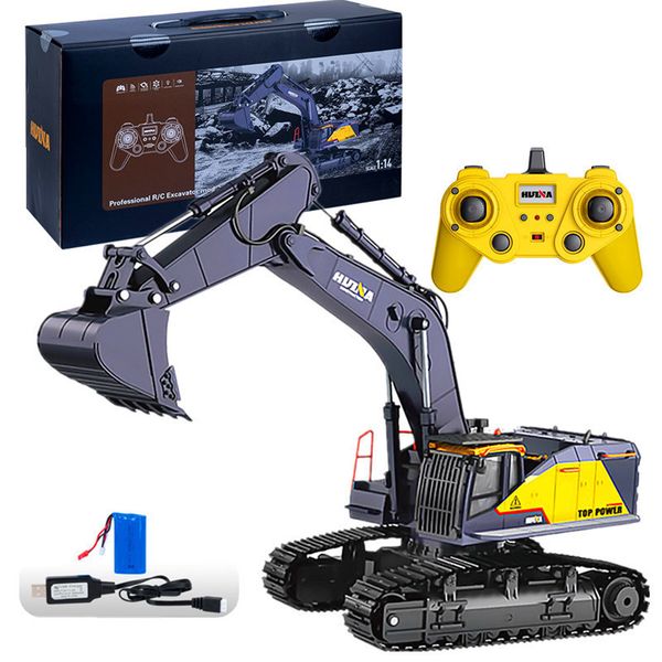 ElectricRc Araba 1 14 Büyük 22 Kanallı RC Excavator Alaşım Sürüm 24G Kablosuz Uzaktan Kumanda Mühendislik Aracı Oyuncak 230825