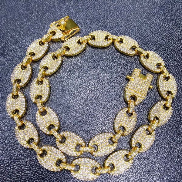 Collana in argento 925 con diamanti Accessori per gioielli sociali per feste Collana hip hop Collana di moda Collana con chicchi di caffè con diamanti Collana cubana unisex