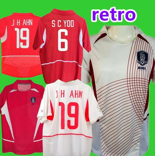 2002 Coreia do Sul retro camisas de futebol 02 04 C G SONG Ahn Jung-hwan M B HONG Park Ji-sung T Y KIM casa longe camisa de futebol clássica vintage 9898