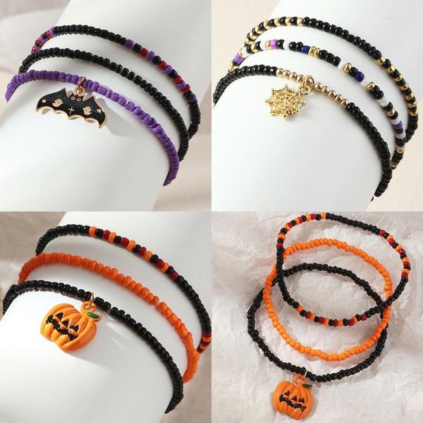 Strand europa e américa ins pulseira frisada abóbora morcego pingente halloween moda criatividade jóias para acessório feminino