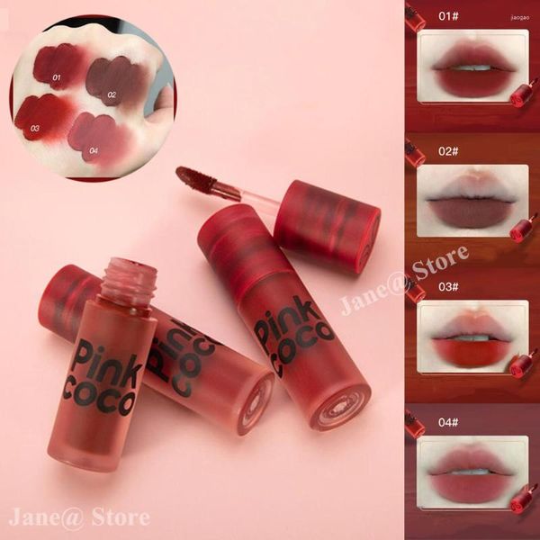 Lip Gloss Matte Esmalte Seco Rosa Batom À Prova D 'Água de Longa Duração Veludo Tubo Nude Pigmento Vermelho Lama Maquiagem Cosméticos