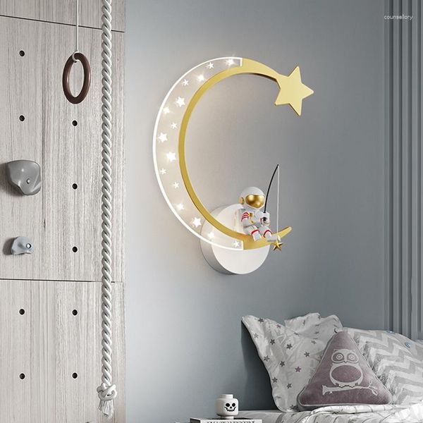 Duvar lambaları Modern Led Lamb Crystal Cartoon Astronot Yıldız Ayı Çocuk Oda Aydınlatma Yatak Odası Başucu Ev Dekoru Armatürleri