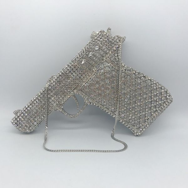 Sacos de noite Arma Forma de Alta Qualidade Cristal Embreagem Designer Mulheres Diamante Bolsas de Ombro Lady Phone Bag Pequeno 230826