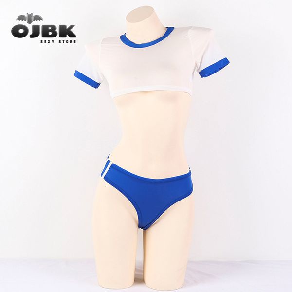 Pigiama sexy per ragazze Costume cosplay anime Uniforme da scolaretta giapponese Cheer Lead Completo erotico Set di lingerie con apertura sul cavallo Mutandine 230825