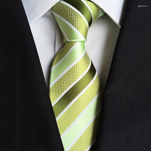 Papillon di seta verde regali per uomo camicia da sposa cravatta pour homme cravatta in tessuto jacquard a righe festa gravata cravatta formale da lavoro