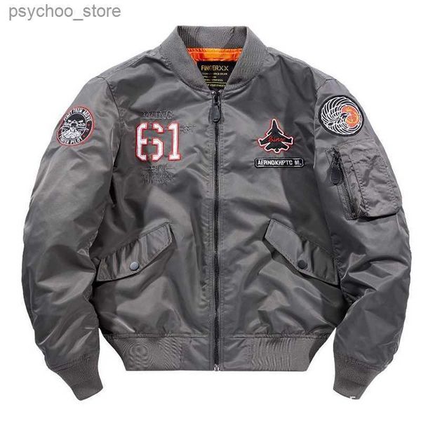 Giacca bomber autunno inverno da uomo Air Force MA 1 serbatoio ricamo giacca da baseball militare uniforme cappotto di grandi dimensioni giacca Q230826