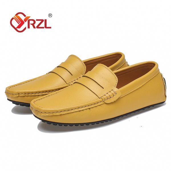 Sapatos de vestido YRZL Estilo Britânico Mens Mocassins Casuais Mocassins de Couro Plus Size 39-49 Verão Moda Soft Flat Driving Shoes para Homens 230825