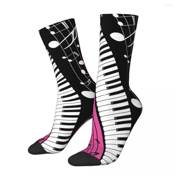 Мужские носки смешные сумасшедшие носки для мужчин фортепиано абстрактные клавиши хип -хоп хараджуку музыкальные заметки плавные рисунки печатные мальчики.