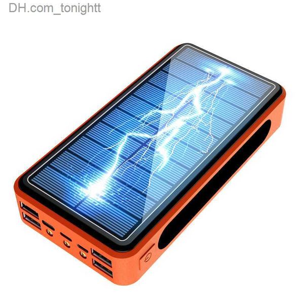 Solarpanel Powerbank 50000 mAh mit Taschenlampe Tragbares Ladegerät 4 USB Typ C Poverbank für iPad iPhone Samsung Power Bank Q230826