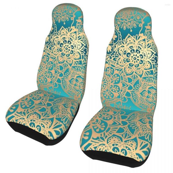 Coprisedili per auto Verde Mandala Coprisedile universale Accessori interni Boemia Boho Cuscino in stoffa Poliestere