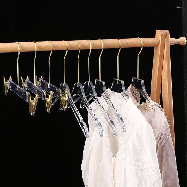 Cabides 100pcs transparente pano loja de roupas acrílico sutiã calças ganchos guarda-roupa armazenamento falso cabide de cristal