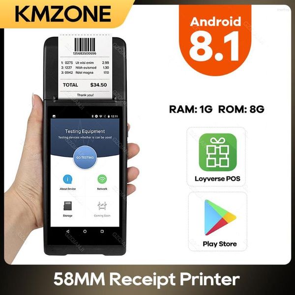 Android 8.1 Terminale portatile intelligente POS PDA Stampante termica da 58 mm Macchina fotografica per banconote per ricevute Bluetooth Ordinazione di contanti