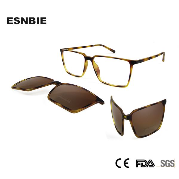 Mode-Sonnenbrillenrahmen, trendige, quadratische, polarisierte, faltbare Clip-on-Sonnenbrille, UV400, magnetisch, TR90-Brillenrahmen, verschreibungspflichtige Herren-Sonnenbrille zum Fahren, 230825