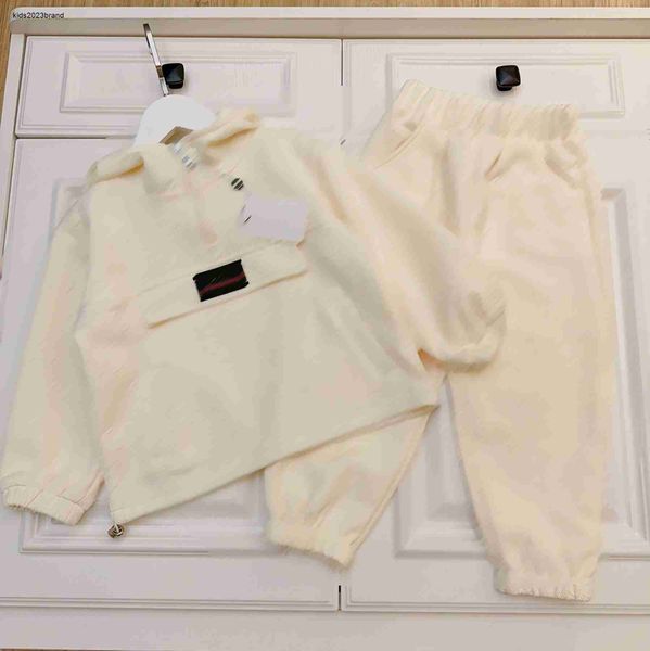 Tute firmate per bambini tute per bambini set autunnali Taglia 100-150 CM 2 pezzi Felpa con cappuccio con mezza zip e pantaloni jacquard con lettere Aug24