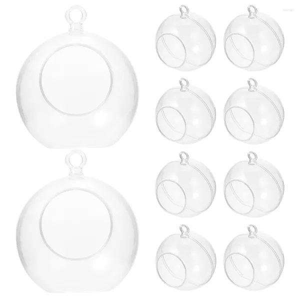 Titulares de vela 10 pcs decoração de Natal bola transparente vaso de vidro fillable ornamento plástico festa árvore decorativa bolhas falsas