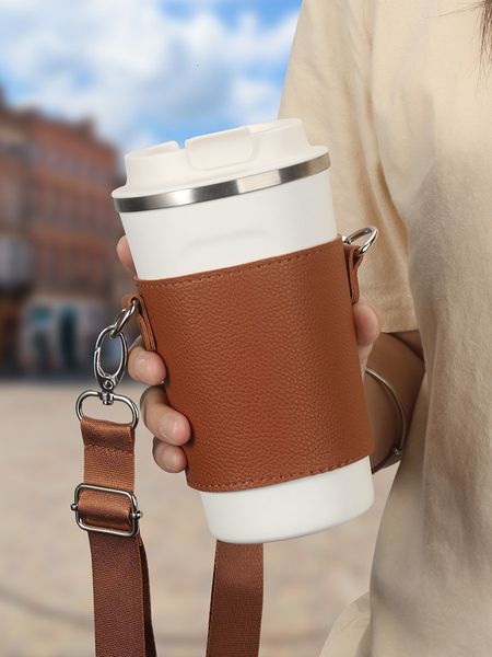 Outros Drinkware WESSLECO Destacável Hand-Carrying PU Caso de Couro Suporte de Copo de Café Pendurado Bolsa Portátil Beverage Cup Manga 230825