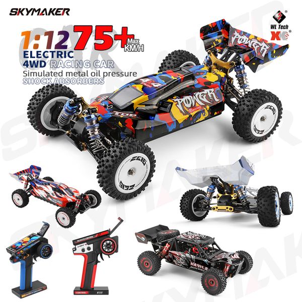 Carro elétrico RC WLtoys 124007 124008 V8 1 12 Brushless RC 75Km H Alta Velocidade Metal 4WD Drive Off Road 2 4G 124016 124017 1 12 Brinquedos 230825