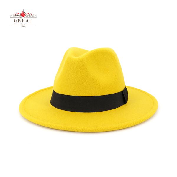 Ampla borda chapéus balde qbhat tendência lã feltro jazz fedora casual homens mulheres faixa de fita chapéu branco panamá trilby festa formal boné 230825