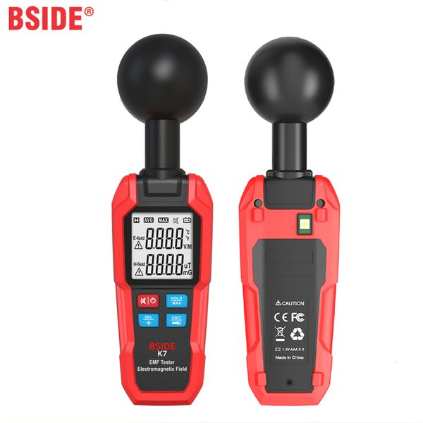 Tester di radiazioni BSIDE Misuratore EMF Rilevatore di radiazioni di campo elettromagnetico Tester per radiatori Dosimetro magnetico elettrico portatile Contatore Geiger K7 230825