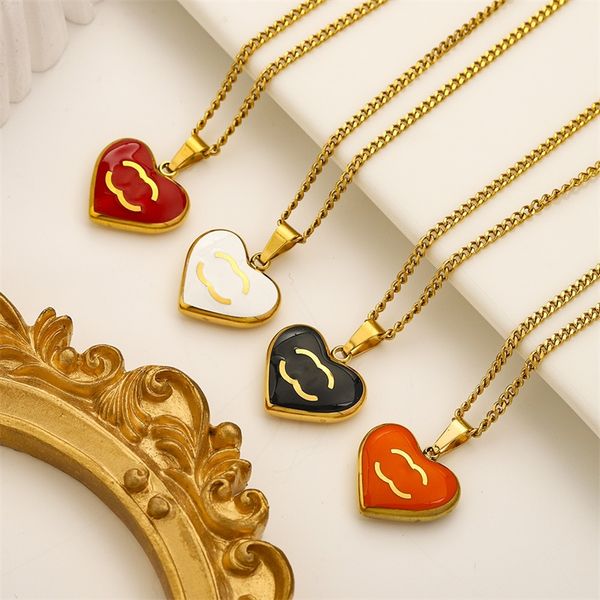 Marca designer neckalce banhado a ouro coração pingente link c letras colares dia das mães acessórios de jóias para mulheres meninas