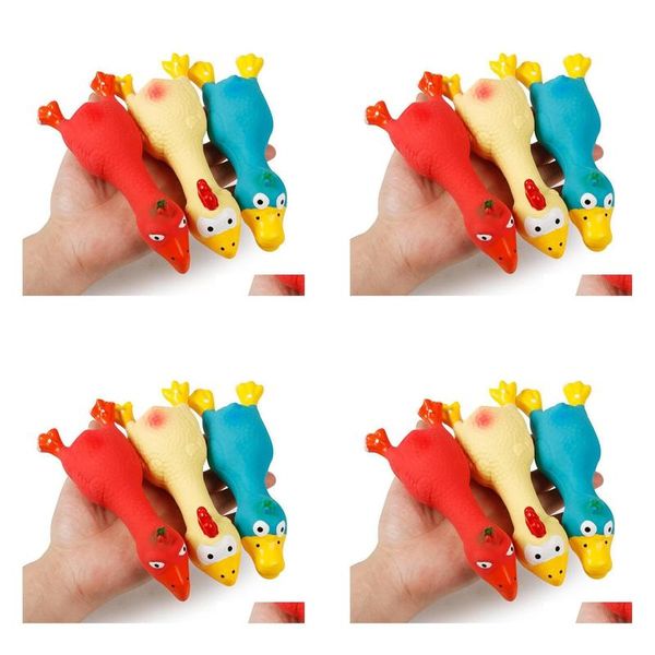 Köpek oyuncakları çiğniyor doğal lateks evcil hayvan çığlık atan tavuk ördek oyuncak squeaker eğlenceli ses kauçuk eğitimi köpek çiğneme diş temiz dhoqm