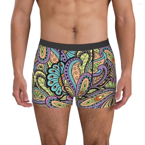 Cueca Paisley Desenho Calcinha de Algodão Cueca Masculina Shorts Ventilados