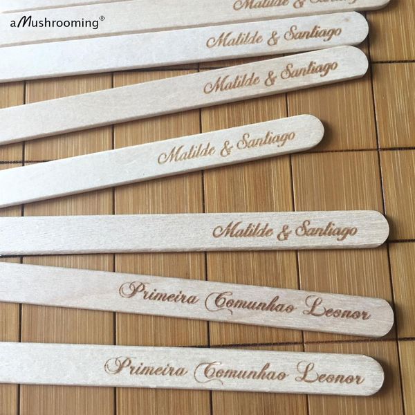 Outros suprimentos para festas de eventos 100pcs palitos de tratamento personalizados com nome sorvete lolly picolé stick chá de noiva favores de casamento diy artesanato 230825