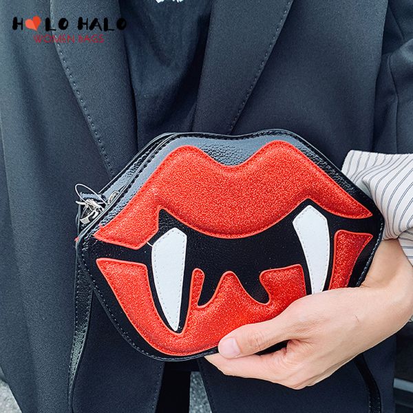 Akşam Çantaları Gotik Şeytan Dişleri Tasarım Kadın Çantalar ve Çantalar Karanlık Kızlar İçin Cadılar Bayramı Cosplay Crossbody Crossbody Omuz Çantası Kadın Debriyaj Çantası 230825