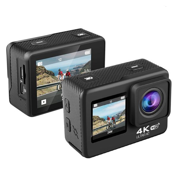 Câmeras à prova de intempéries S60TR Action Camera 4K 60FPS 24MP EIS 2.0 Touch LCD Dual Screen WiFi Controle remoto à prova d'água 4X Zoom Go Sports pro 230825