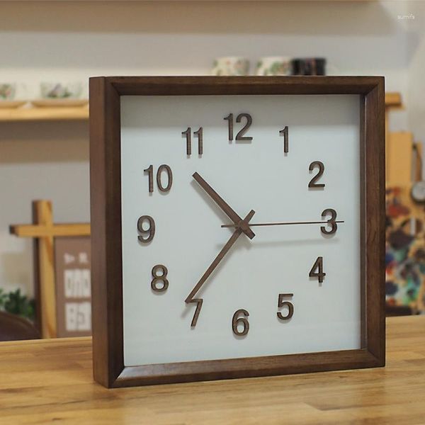 Wanduhren Holz Quarzuhr System Nadeln Zahlen Mechanismus Raum Kunst Digital Moderne Dekoration Reloj Pared Horloge Murale