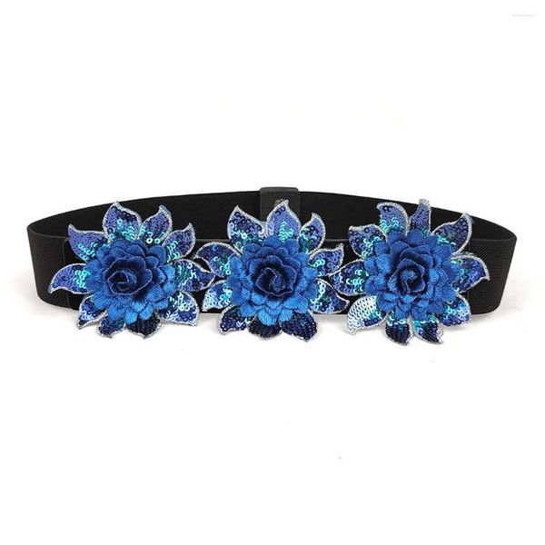 Gürtel SISHION Herbst Mode Blumen Elastischer Bund Für Frauen VD4163 Dance Performance Cummerbund Pailletten Breite Taille