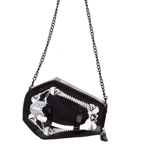 Sacos de noite Mulheres Couro Y2K Dark Halloween Skull Bat Moda Dazzle Cool Ombro Clutch Bag 230825