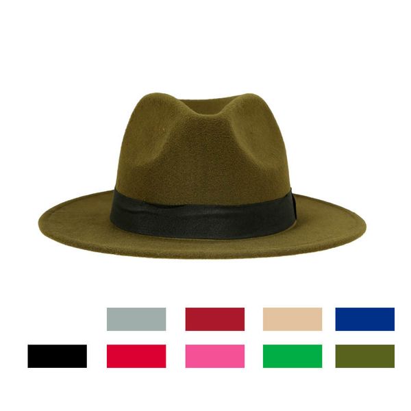 Breite Krempe Hüte Eimer Vintage Unisex Wolle Jazz Großer Filz Cloche Cowboy Panama Fedora Hut für Damen HerrenTrilby Derby Fedoras 230825