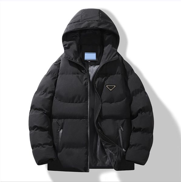 P-ra Marcas de Designers Jaquetas Masculinas Outono Inverno Moda Engrossada Jaqueta de Algodão Quente Casaco Com Capuz Curto Workwear Outerwear Pão Down Casacos de Algodão