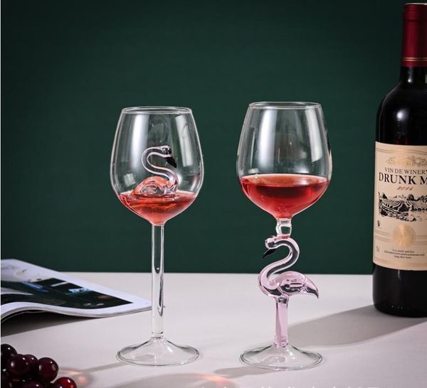 Weingläser, 280 ml, kreativer Glaskelch, rosa Flamingo, Rotwein-Cocktailglas, kreatives Weinglas 230825