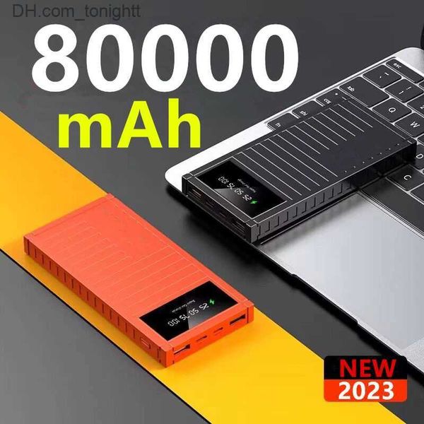 80000mah power bank 66w carga rápida pd20w 2023 nova bateria auxiliar grande capacidade acampamento viagem portátil powerbank q230826