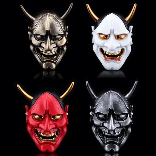 Máscaras de festa Branco Vermelho Bronze Prata Preto Resina Hannya Máscara Carnaval Halloween Decoração Japonês Budismo Prajna Fantasma Cosplay Hanya Máscaras 230826