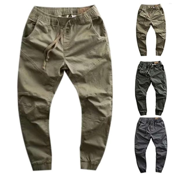 Pantaloni da uomo Vintage Casual Cargo Grandi larghi dritti Sport Nove parti Leggings con coulisse Maschile da jogging Abbigliamento da esterno 2023