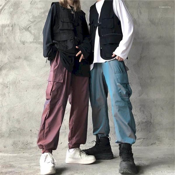 Pantalons pour femmes décontracté dégradé couleur automne corée du sud ins harajuku tendance outillage réfléchissant nuit course sport hommes femmes