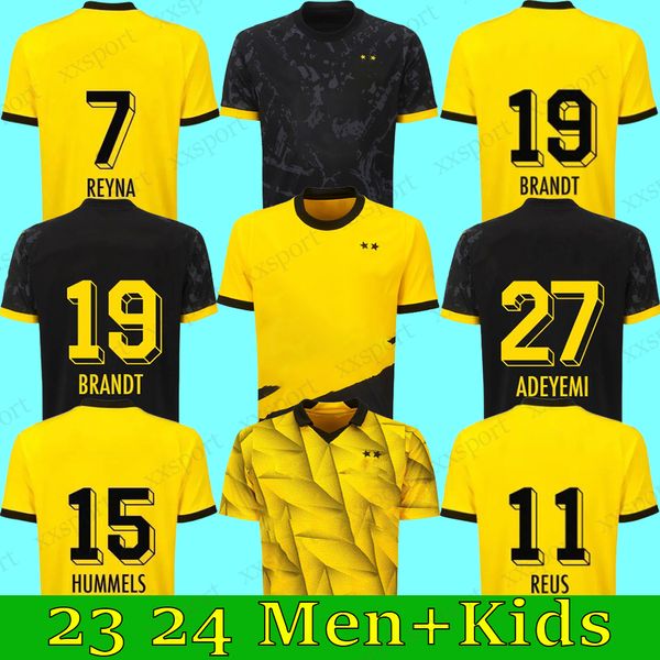 23 24 Maglie da calcio Coppa 2023 2024 Dortmunds Soccer Football Top Shirt Haller Reus Neongelb Hummels Brandt Dortmund Men Kid Kid Kit Special Football Uniforms