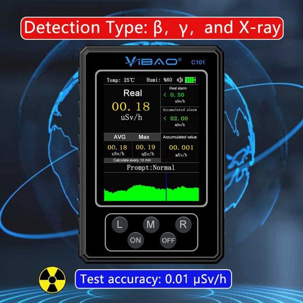 Contatore Geiger Rilevatore di radiazioni nucleari Dosimetro di adiazione Acque reflue Beta Gamma Misuratore di raggi X a raggi X HKD230826