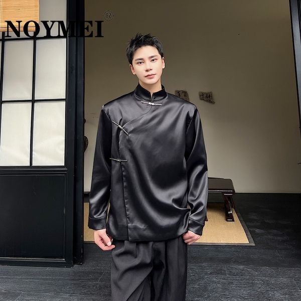 Jaquetas masculinas NOYMEI chinês em pé pescoço metal fivela terno jaqueta preto outono na moda casaco moda allmatch casual masculino top wa2476 230825