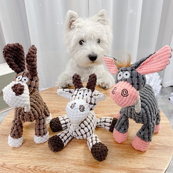 Brinquedos para cães mastiga bonito cão de estimação brinquedos engraçado veludo burro em forma de mordida-resistente brinquedos de pelúcia cão filhote de cachorro mastigando acessórios de treinamento suprimentos para animais de estimação 230825