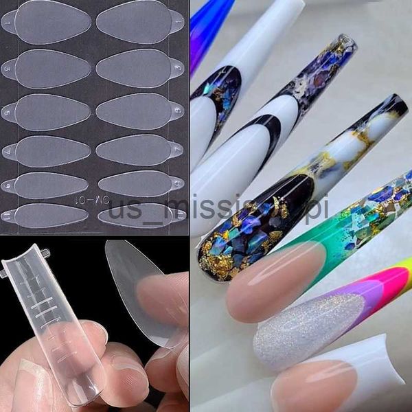 Unhas Falsas Forma Prego Adesivo de Silicone Francês para Sistema de Formas Duplas Cobertura Completa Unhas Falsas Dicas de Molde de Construção Rápida Estender Acessórios X0826