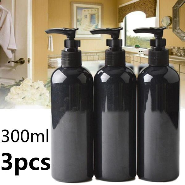 Dispenser di sapone liquido 300ml Bottiglia vuota di plastica nera Shampoo da bagno Lozione di grande capacità Accessori per piatti a mano