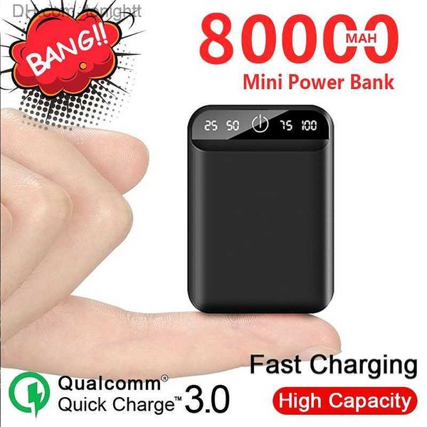 80000mAh Carregador Móvel com Porta USB Dupla Portátil Mini Banco de Potência de Bateria Externa de Emergência Ao Ar Livre para Samsung Iphone Q230826