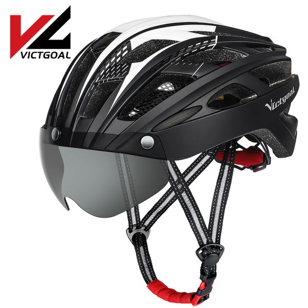 Caschi da ciclismo VICTGOAL Casco da bici per adulti Bicicletta con occhiali magnetici rimovibili Luce posteriore a LED di sicurezza Uomo Donna 230825