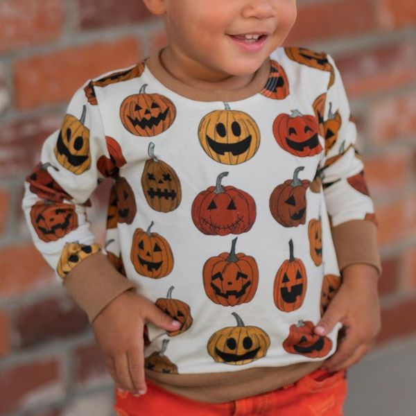 Felpe con cappuccio Felpe FOCUSNORM 0 4Y Halloween Bambini Ragazzi Autunno T-shirt Manica lunga Stampa zucca Pullover Felpa Top 230825